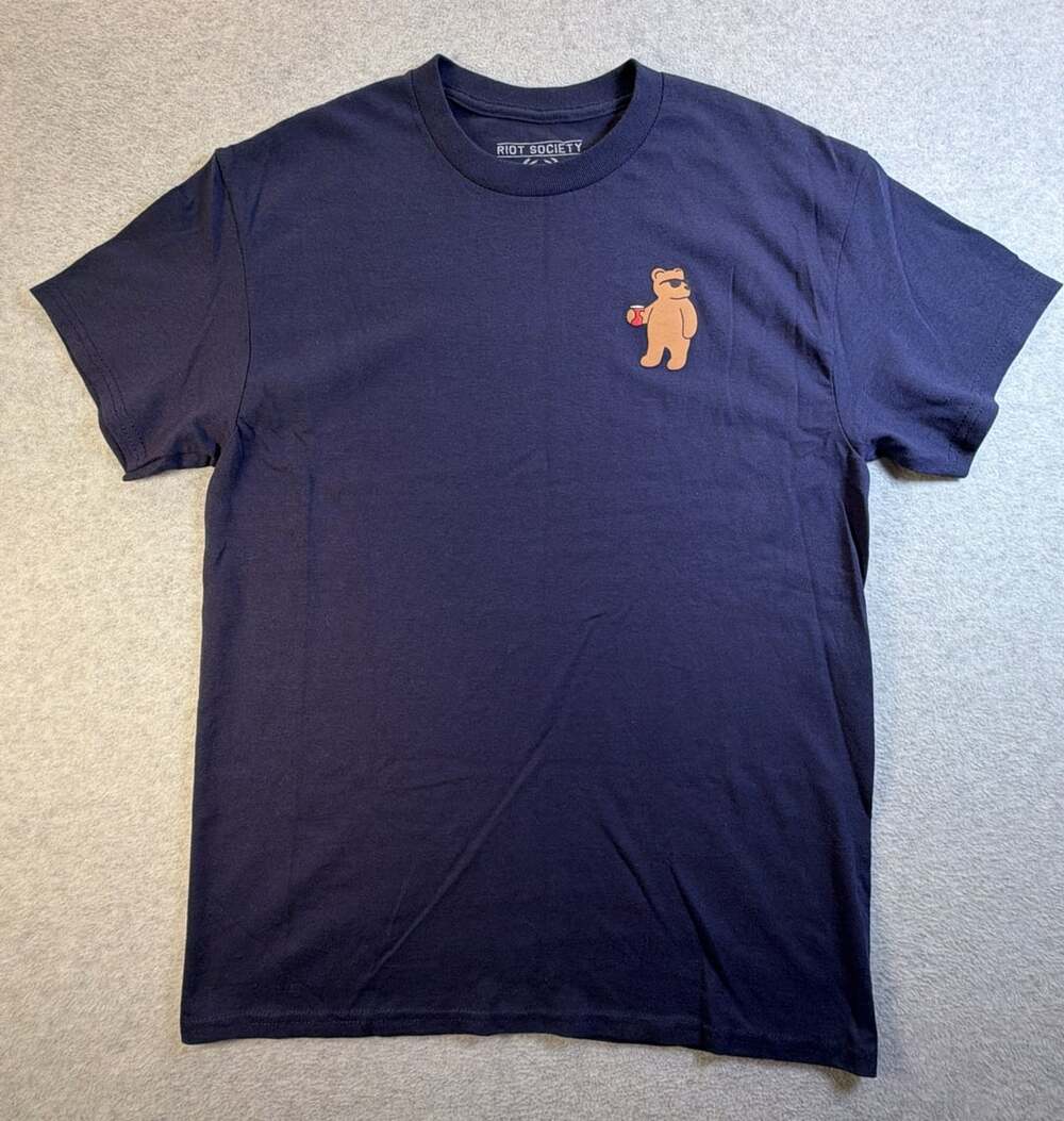 Riot Society Bear T-Shirt Size M Black Short Sleeve Cotton Tee